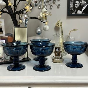 FOUR Gorgeous Noritake Provincial sherbet bowls - cobalt blue